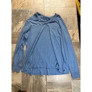 Lands‎ End Mens Traditional Fit Long Sleeve Polo Shirt Blue XL